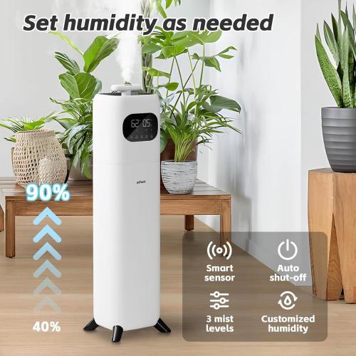 Humidifier Large Room, 2.3Gal/9L Room Humidifiers for Bedroom with with Timer, 360°Nozzle, Large Cool Mist Humidifier with Aroma Box, School, Office, Warehouse, White