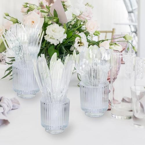 SACATR 100 Count Disposable Plastic Forks,Heavy Duty Plastic Forks, Clear Plastic Silverware, BPA-Free, Heat Resistant, Suitable for Parties, Events and Everyday Use