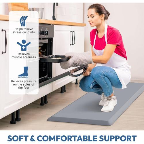 4/5 Inch Thick Kitchen Mat - Cushioned Anti Fatigue Mats for Kitchen Floor - Easy to Clean, Waterproof, Non-Slip Kitchen Rug for Sink, Office, Kitchen (30''x108'' Grey)