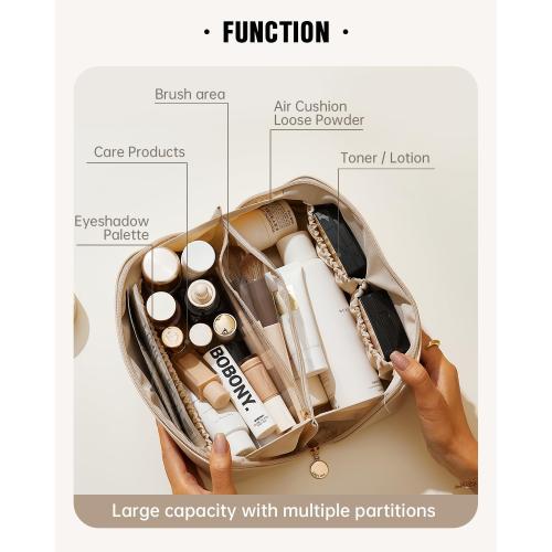 EACHY Travel Makeup Bag,Large Capacity Cosmetic Bags for Women,Waterproof Portable Pouch Open Flat Toiletry Bag Pattern Makeup Bag