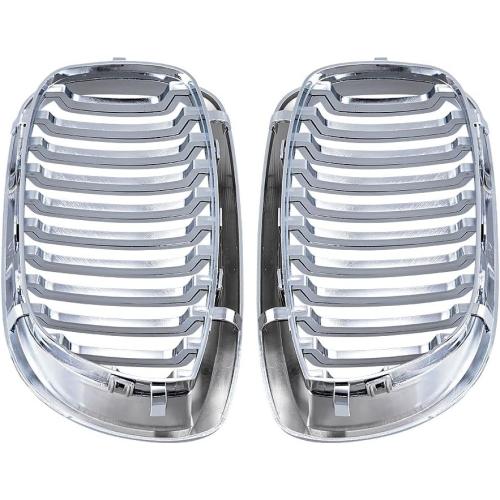 AMOPACORP For 2003-2006 E46 3 series Coupe Cabriolet 2-Door LCI Facelift 1 Pair of Left Right Chrome Front Hood Bumper Single Line Kidney Grille Grill