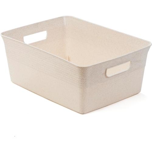 BINO | Plastic Storage Bins, 13 Liter - 3 Pack, Natural | THE BRAIDED COLLECTION | Plastic Bins for Organization | Woven Storage Baskets for Organizing | Pantry Shelf Organizer Basket Container Bin