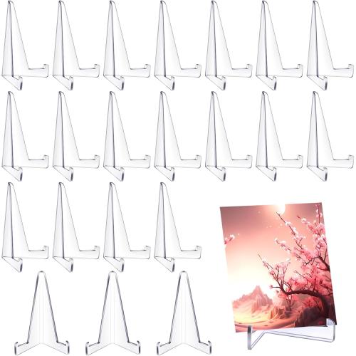Bucherry 20 Packs Card Display Stand 3.4 Acrylic Easel Stands Mini Picture Coin Display Easel Holder Baseball Sports Card Trading Graded Holder for Challenge Coin Photo Frame Medal Watch (Clear)