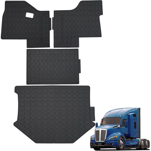 Floor Mats Compatible with Kenworth 2013-2024 T680/2014-2023 T880/2019-2023 W900S/2013-2020 Peterbilt 579/2014-2020 Peterbilt 567 TPE All Weather Guard Protector Floor Liner Accessories