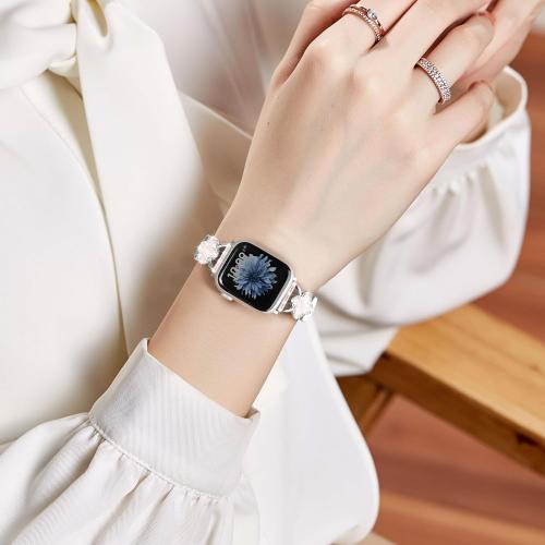 Slim Metal Band Compatible with Apple Watch Bands for Women 40mm 41mm 42mm 38mm 44mm 45mm 46mm,Thin Stainless Steel Mesh Magnetic Strap with Bling Charms for iWatch SE 3 Series 11/10/9/8/7/6/5/4/3/SE