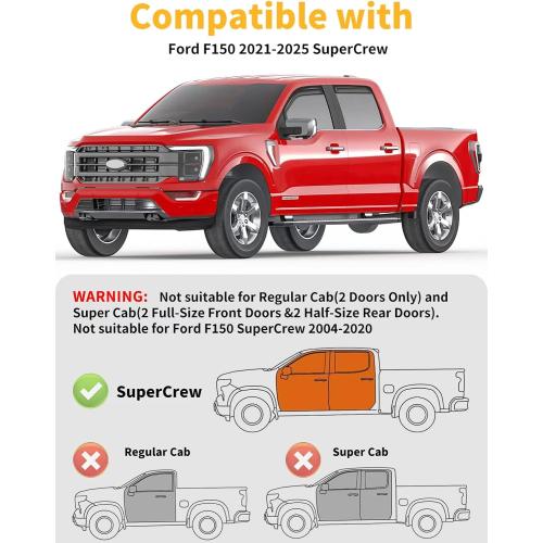 in-Channel Window Rain Guards Fit for Truck Ford F150 2021-2026 SuperCrew Extra Durable Window Visors Window Deflectors Vent Visors Vent Shades Car Accessories-4 pcs 2-Q11-Gai