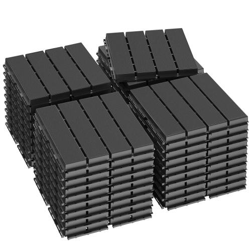 Goovilla Plastic Interlocking Deck Tiles, 36 Pack, 12x12 Each, Dark Grey | Waterproof Outdoor Flooring All Weather Use, Patio Floor Decking Tiles for Porch Poolside Balcony Backyard Concrete