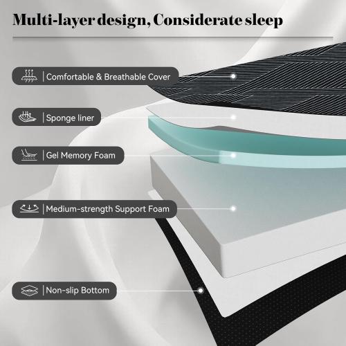 Vamcheer Tri Folding Mattress, 3 inch Full Foldable Mattress, Tri-fold Memory Foam Mat with a Collapsible and Washable Cover, Handle & Non-Slip Bottom, for Travel/Guest, 73x52x3, Grey