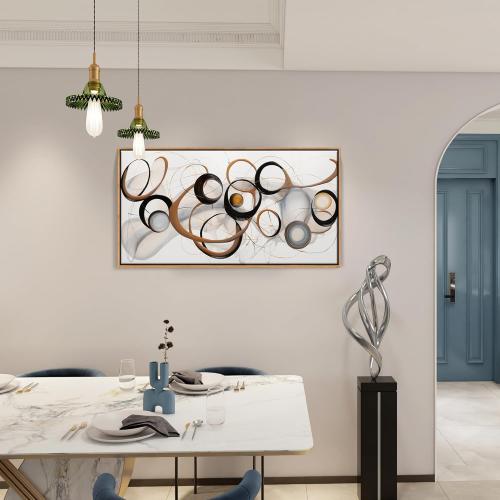 Abstract Wall Art, Modern Framed Canvas Wall Art for Living Room, Large Wood Wall Art Decor, Brown and Black Office and Kitchen Decorations, Bedroom Aesthetic, Modern Painting Print 20×40