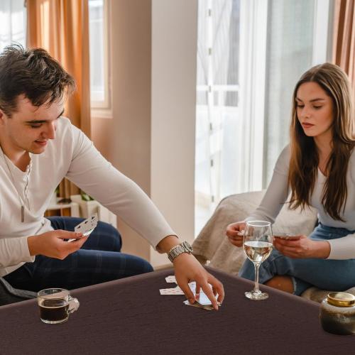 34 Folding Table, Portable Square Folding Card Table with Collapsible Legs Plastic Tables for Camping,Picnic, Office, Party, Brown