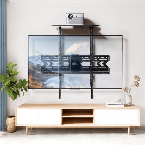 Soundbar Mount with Adjustable Height, Sound bar Mount up to 22 lbs, Soundbar Mount Under TV or Above TV, Soundbar tv Mount Bracket with Detachable Long Extension Plates,No-Slip Base Holder (BLACK)