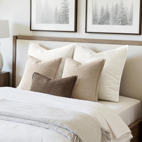 MIULEE Pack of 2 Decorative Textured Boucle Throw Pillow Covers 12x20 Inch Dark Brown Broadside Thick Boho Lumbar Pillows for Farmhouse Accents Sofa Couch Bedroom Living Room Home Decor