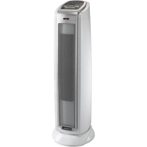 Lasko Oscillating Ceramic Tower Space Heater for Home with Overheat Protection, Timer, 22.5 Inches, Silver, 1500W, 5775