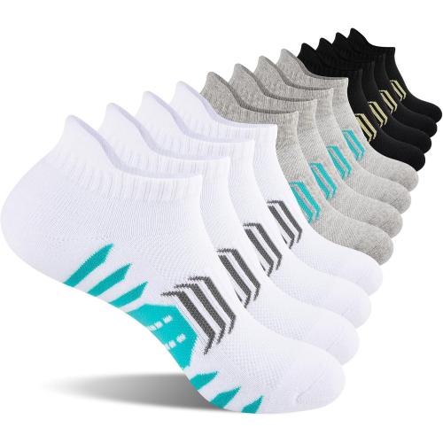 COOPLUS Ankle Socks Womens Athletic Cushioned Anti-Blister Running Cotton Low Cut Socks 6 Pairs