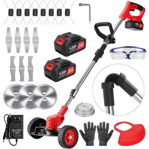 Electric Weed Wacker Cordless,24v Battery Powered Weed Eater，with Blade & 2 4.0 Ah Batteries & Charger, 3 in 1 Women Lightweight Grass Trimmer， Brush Cutters for Gardens, Yards, and Patios