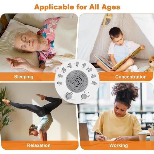 White Noise Machine Sleep Helper Sound Relaxation Machine Sleep Therapy Sound Machine with 27 Unique Natural Sounds, Sleep Disorders Noise Cancelling for Home, Office, Spa, Yoga, Kids