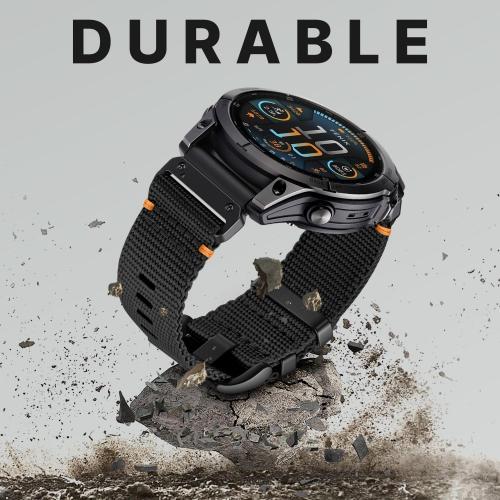 Bandletic Compatible with Garmin Instinct 2 Watch Band - 22mm Quick Fit Rugged Nylon Replacement Band for Fenix 8 E 47mm/7 6 Pro/5 Plus/Instinct 3 E 45mm/Forerunner 970 965/Approach S70 S62/Epix Pro