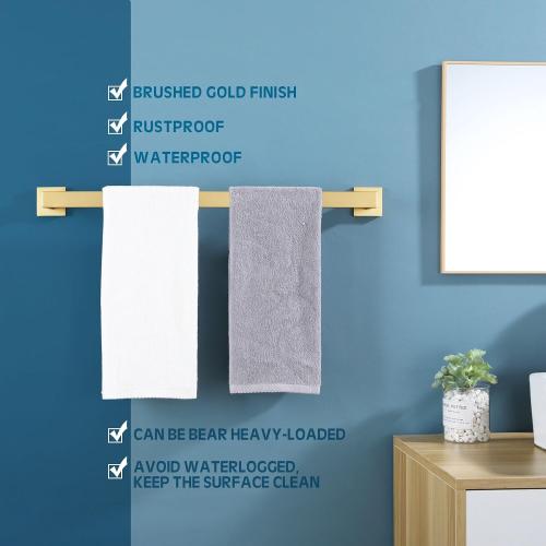 KOKOSIRI 24-Inch Single Towel Bar, Bathroom Kitchen Towel Holder, Wall Mounted SUS304 Stainless Steel Towel Rack, Brushed Gold, B4003BG-L24‼️mounting hardware not included‼️