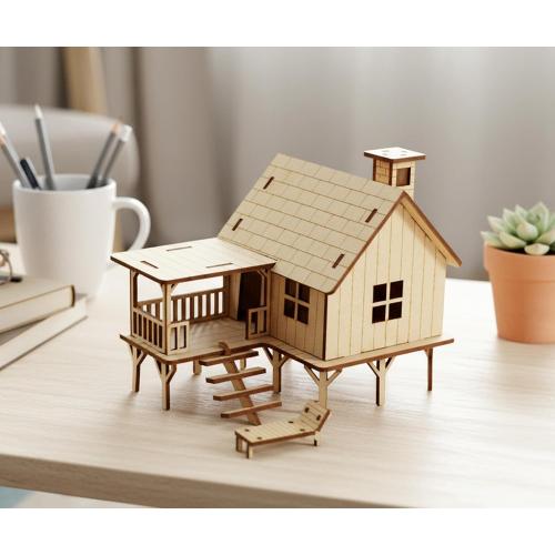 StonKraft Wooden 3D Puzzle Beach House - Home Decor, Construction Toy, Modeling Kit, School Project - Easy to Assemble