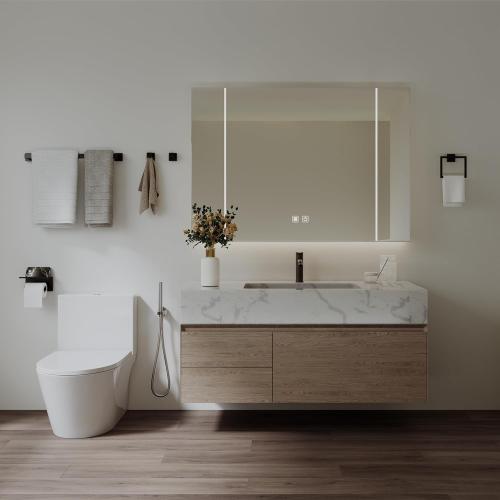 10-Piece 23.6 Inch Matte Black Bathroom Accessories Set, Bathroom Hardware Set, SUS304 Stainless Steel Bath Towel Bar Set, Toilet Paper Holder with Shelf, Towel Hooks, Towel Rings Wall Mounted