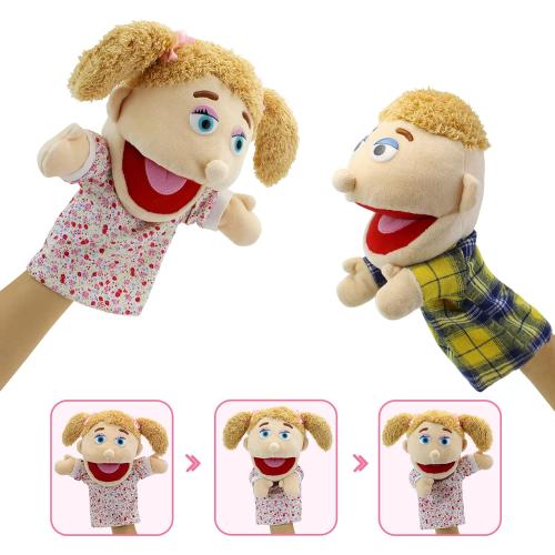 Family Hand Puppets,Puppets for Kids Role Paly Family Members 13.4 INCH Multi-Ethnic Puppets Plush Soft Hand Puppets Family Puppets Story Toys, Puppets for Girls Boys Finger Puppets Puppet Set Gifts