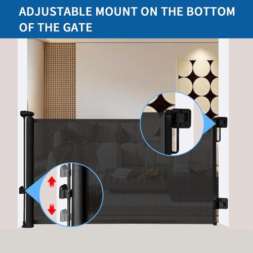 Huafly 138 Inch Retractable Baby Gates Extra Wide for Large Openings, Child Gates, Safety Gates, Extra Long Dog Gates on Doorways, Stairs, Outdoor, Indoor (Black, 138 Inch)