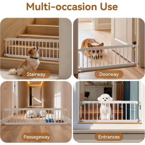 Dog Gate - 18-45 Adjustable Extra Wide Metal Baby Gate to Step Over, 10 Tall Small Pet Gate with 3 Extension Kits, Pressure Mounted for Doorways & Stairs