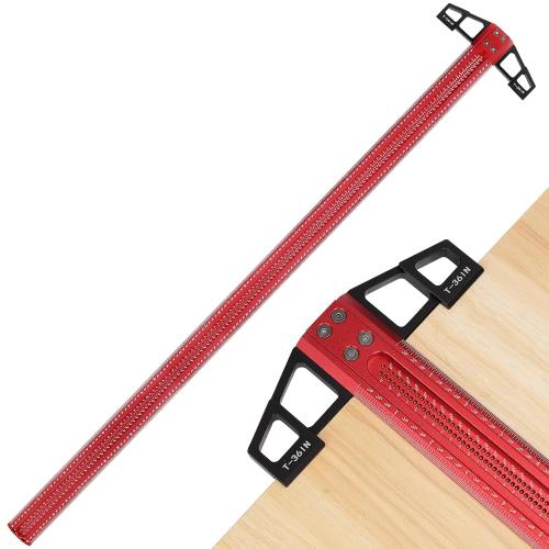 Aluminum T-Square Ruler 36 inch, Woodworking Scriber T-Square Ruler Measuring and Layout Tools for Woodworking, Architect Ruler for Carpenter Work, Imperial Positioning Scribing Graduated T-Square Rul