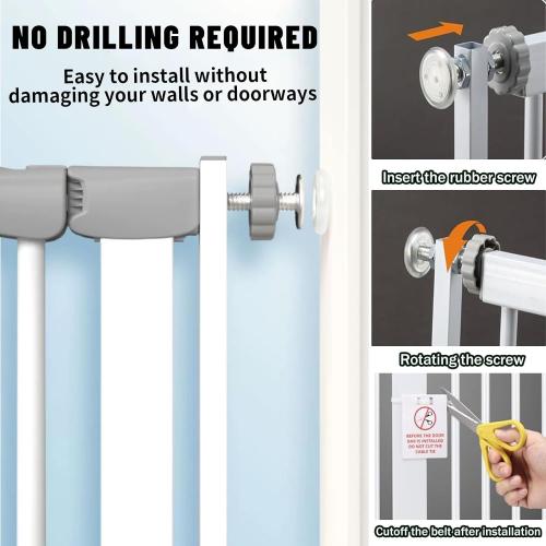41 Tall Safety Pet Gate,Adjustable 29.92-43.71 Wide,No Drilling Pressure Mount Kit,Auto Close Cat Gate Suitable for Stairs,Doorways,White (29.92-43.71 W)