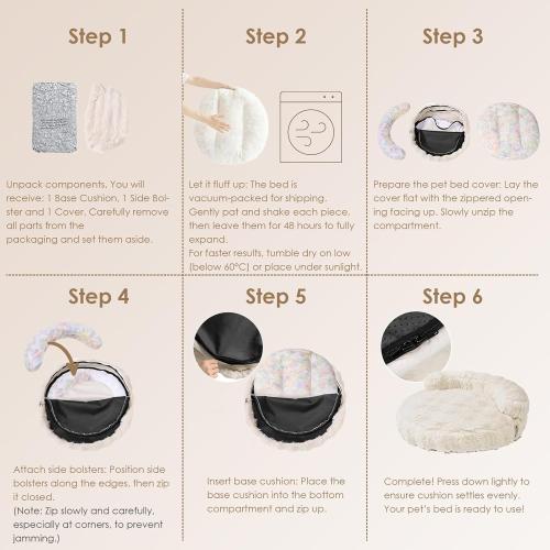 Soft Cat Couch Bed for Indoor Cats, Fluffy Small Dog Bed with Removable Washable Cover, Bolster Pet Sofa, Waterproof and Non-Slip,