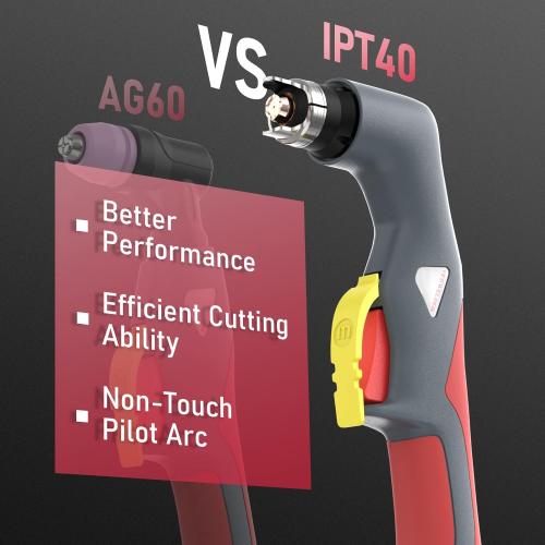 Black and Red YESWELDER 55 Amp Plasma Cutter Non-High Frequency, Large LED Digital Display Non-Touch Pilot Arc, Digital DC Inverter 110/220V Dual Voltage Plasma Cutting Machine CUT-55DS PRO NEW