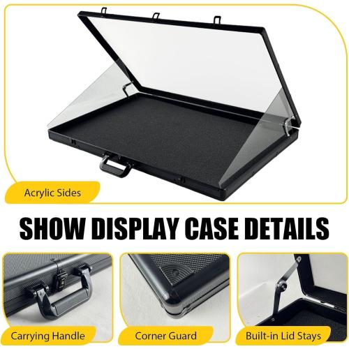 34 x 22 Card Display Case,Black Aluminum Lockable Trading Card Case with Handle,Trade Show Display Case for Sports Card/TCG/Jewelry Collection (Black)