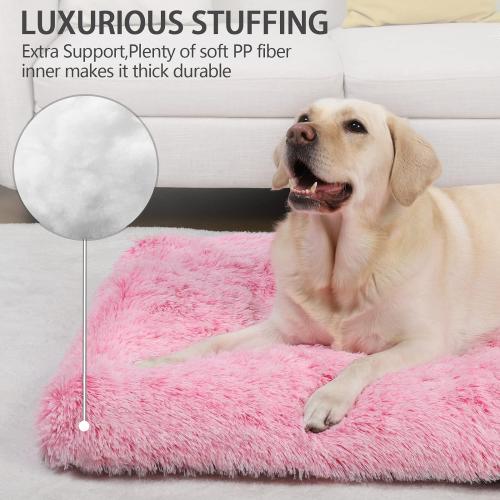 Vonabem XL Dog Bed Large Crate Pad, Washable Pink Pet Beds, Deluxe Plush Soft Crate Bed 42 inch, Dog Mats for Sleeping, Anti-Slip Kennel Pad 41 * 27 inch