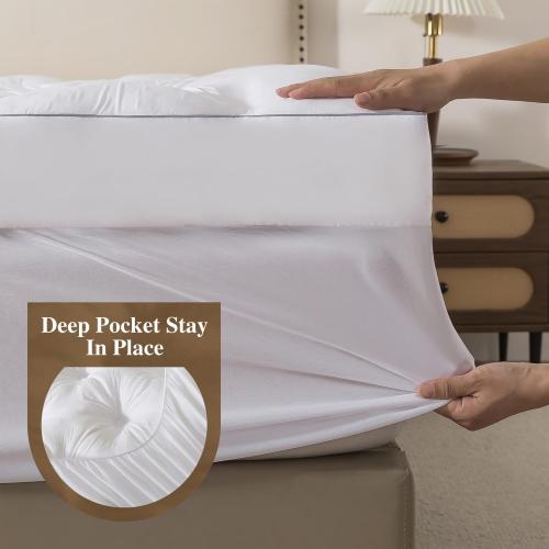 WhatsBedding 5 Inch Memory Foam Mattress Topper (Queen, 60x80),Deep Pocket | 2000GSM Fluffy Shredded Memory Foam Filled, Extra Soft Pillow Top for Back Pain Relief, Thick & Supportive Bed Topper