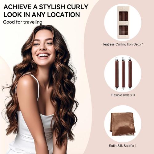 Heatless Curls, Heatless Curls Overnight Hair Care Set - Jumbo Velvet Hair Curlers to Sleep In, Soft Heatless Curling Rods for All Hair Types