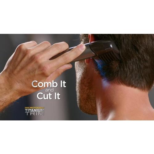 Color Black Micro Touch Titanium Trim PRO, Rechargeable Lighted Hair Cutting Tool and Body Groomer, Black
