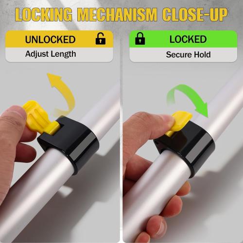 4.5-18ft Commercial Grade Extension Pole - Ultimate Reach for Large Buildings & Pro Use - Maximum 24ft Total Reach with Secure Lock System