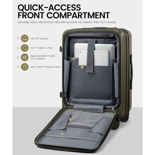 LOVEVOOK Carry On Luggage 22x14x9 Airline Approved, Expandable Hard Shell Suitcase with Spinner Wheels, USB Charging Port & Front Pocket, PC Hardside Rolling Luggage with TSA Lock for Travel