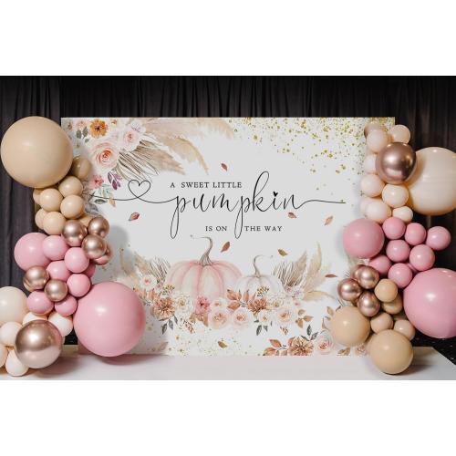 Mocsicka Pumpkin Baby Shower Backdrop Autumn Fall Baby Shower Party Decorations Banner A Little Pumpkin is On The Way Backdrop