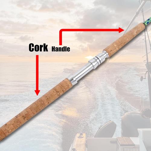 Fiblink Saltwater Offshore Trolling Rod, 1/2 Piece Big Game Conventional Boat Fishing Pole (5’, 5’6”, 6’)