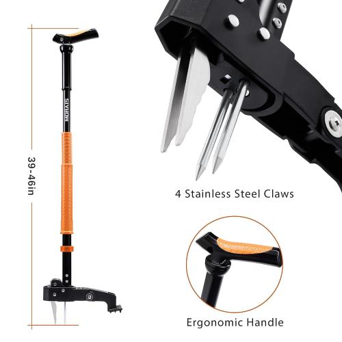 MORAIS Weed Puller Tool, Stand Up Weed Puller Heavy Duty Garden Tool with 4-Claw Steel Head, 39-46 Retractable Handle & Easy-Eject Mechanism, Easily Remove Weeds Without Bending, or Kneeling