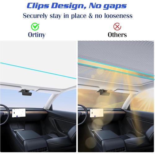 2025 Upgrade Tesla Model Y Sunshade Roof [No Gaps, No Sag] Heat Insulation Foldable Glass Roof Sun Shade with Nano Ice-Crystal Coatings, Accessories for Tesla Model Y 2020-2025, Tesla Interior