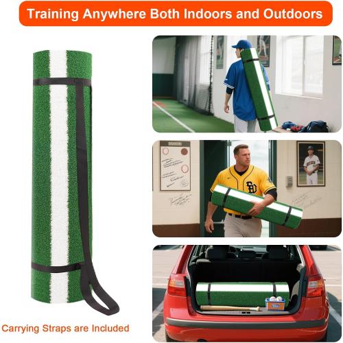 Baseball Hitting Mat, Home Plate Mat with Anti-Slide Rubber Back, Portable Batters Box Turf Mat Baseball for Hitting Practice - Indoor and Outdoor Use