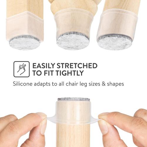 Aneaseit Silicone Chair Leg Floor Protectors, Felt Furniture Pads for Hardwood Floors, Rubber Chair Leg Protectors, Covers for Wooden Floors or Tile (16pcs, Clear)