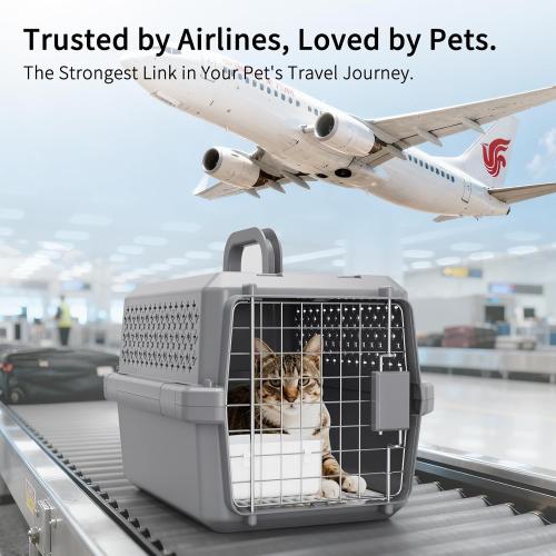 RIZZARI Airline Approved Pet Carrier for Cats & Small Dogs, Travel Crate | Hard-Sided Protection,Secure Locking Door,Excellent Airflow,Comfortable Travel,Lightweight Design
