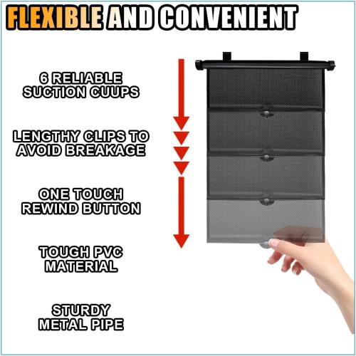 2PCS Car Window Shades for Baby, 18×15 Retractable Car Shades for Side Window with Suction Cups, Blocks Heat and UV Rays Glare Protection, Baby Auto Accessories for Cars House Office Window