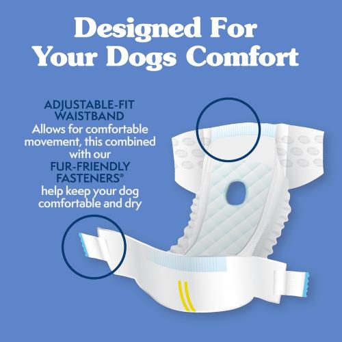 Simple Solution Disposable Dog Diapers, Female Dog Diapers, Puppy Potty Training, Incontinence and Heat Cycle Protection, Medium Diapers for Dogs, 15-23 Inch Waist, 30 Count