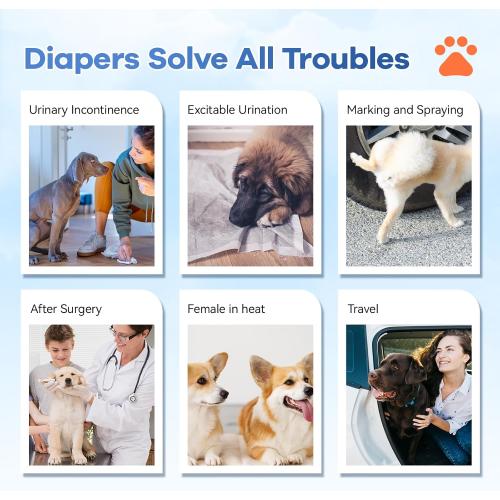 Disposable Dog Diapers Count Absorbent Soft Puppy Doggie Diapers for Female Dogs with Stretchy Waist Puppy Diaper in Heat Period Excitable Urination (L 30PCS)