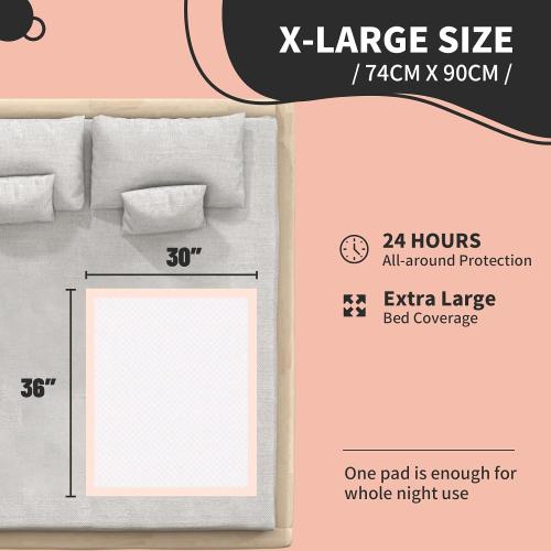 MKISS Bed Pads Disposable [100 Count] Adult Incontinence Underpads 30 x 36 Heavy Duty Absorbent Pee Pad, XL Chucks Leakproof, Extra Large Puppy Training Pad, Waterproof Baby Changing Pad