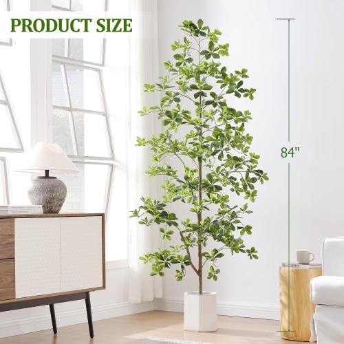 Keeplush 7ft Tall Artificial Black Olive Tree with 1260 Lifelike Leaves, Tall Fake Greenery Olive Silk Plants Artificial Tree Indoors in Pots, Faux Olivo Tree for Living Room Office Decor